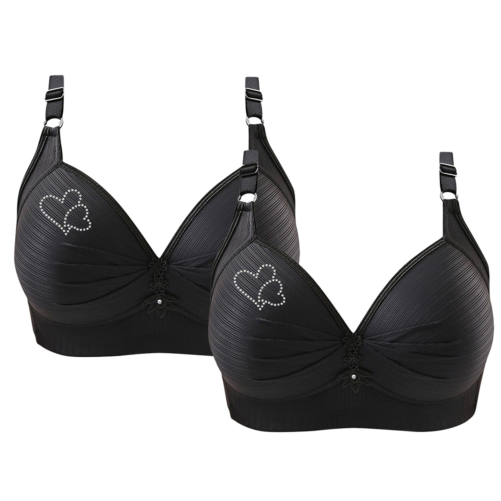 2 Pack Bras for Women No Underwire Push up Comfort Bra Solid Color Seamless Plus Size Sleep Bra Top Everyday Brassiere